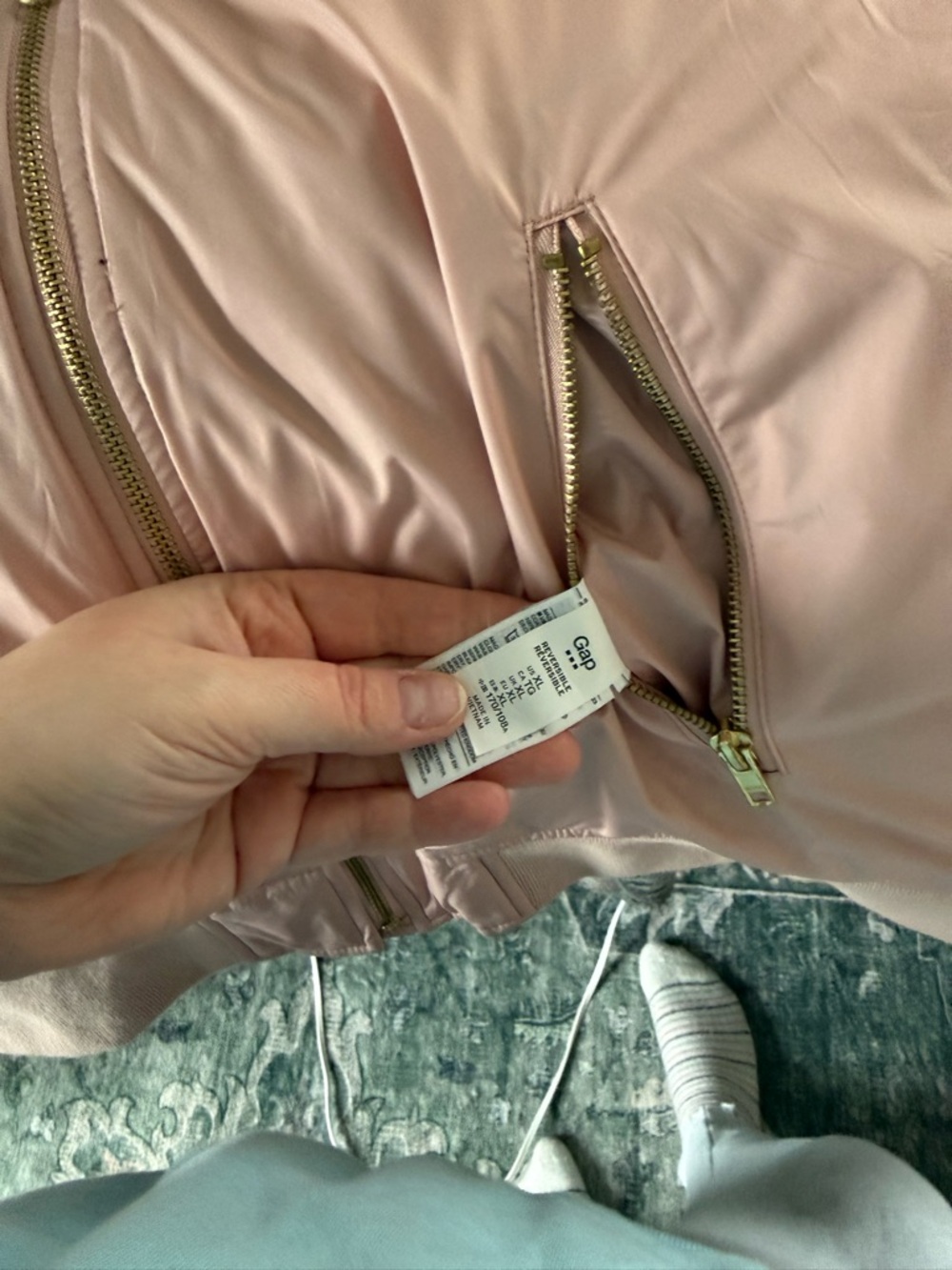 GAP Dusty Pink Bomber Jacket with Gold Zippers - Picture 3 of 3